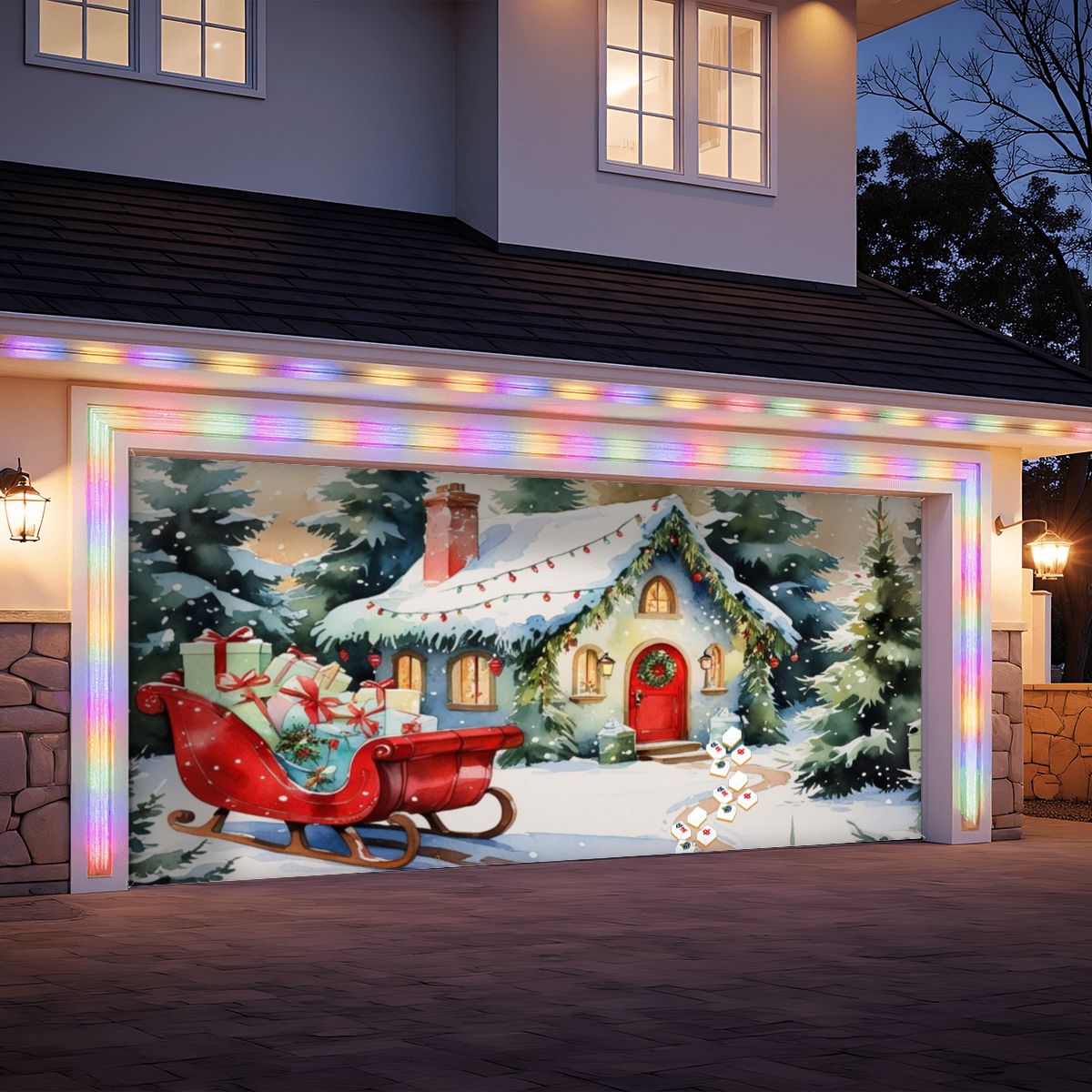 Mahjong Christmas Backdrop Banner, Focal Wall Or Garage Door Banner Backdrop