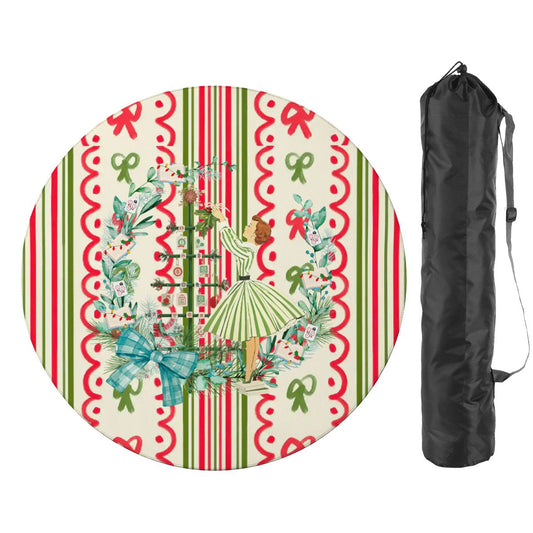 Books And Nooks Christmas Round Mahjong Mat - Splash Of Mahj And Color Co.