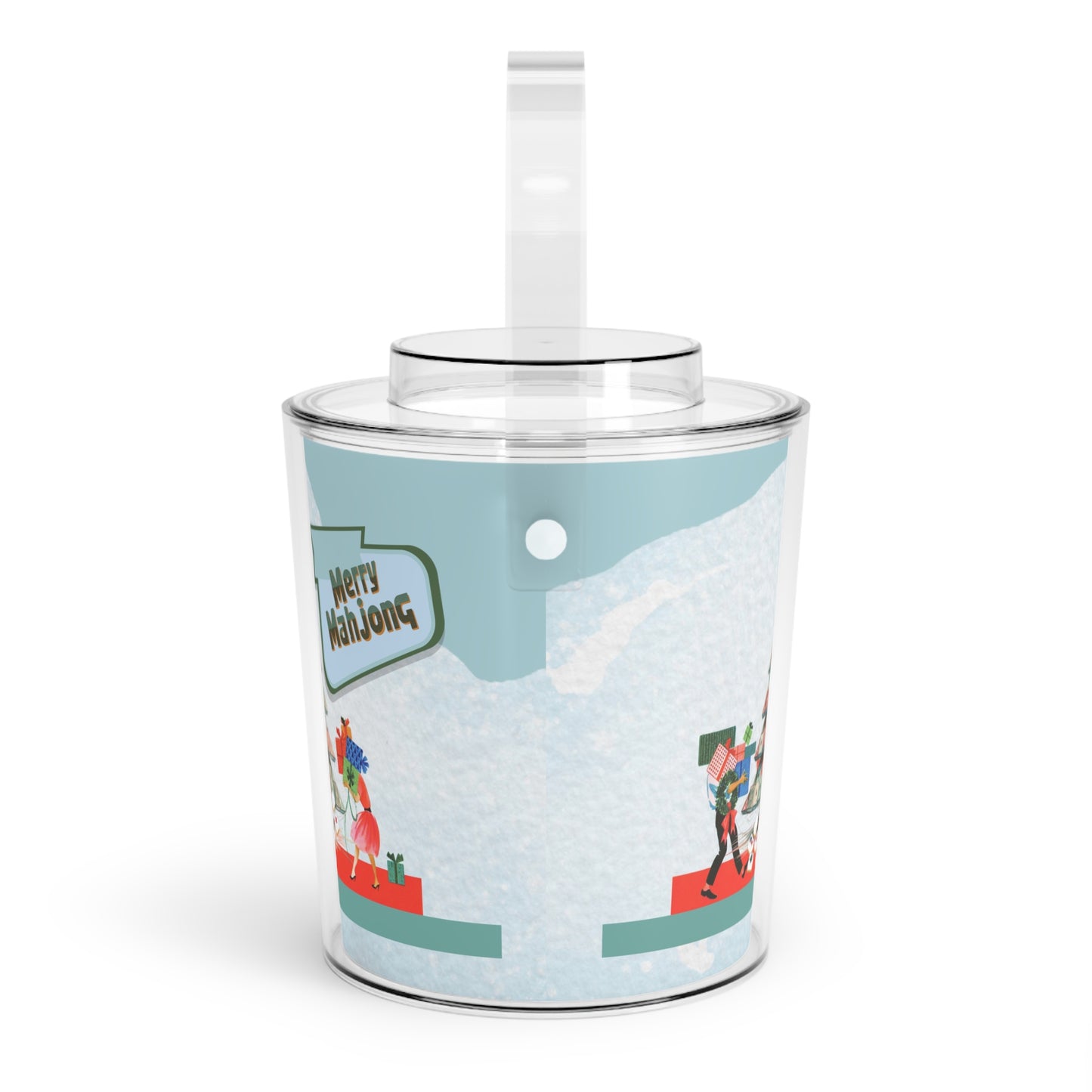 Mahjong Christmas Merry Mahjong Festive Ice Bucket with Tongs