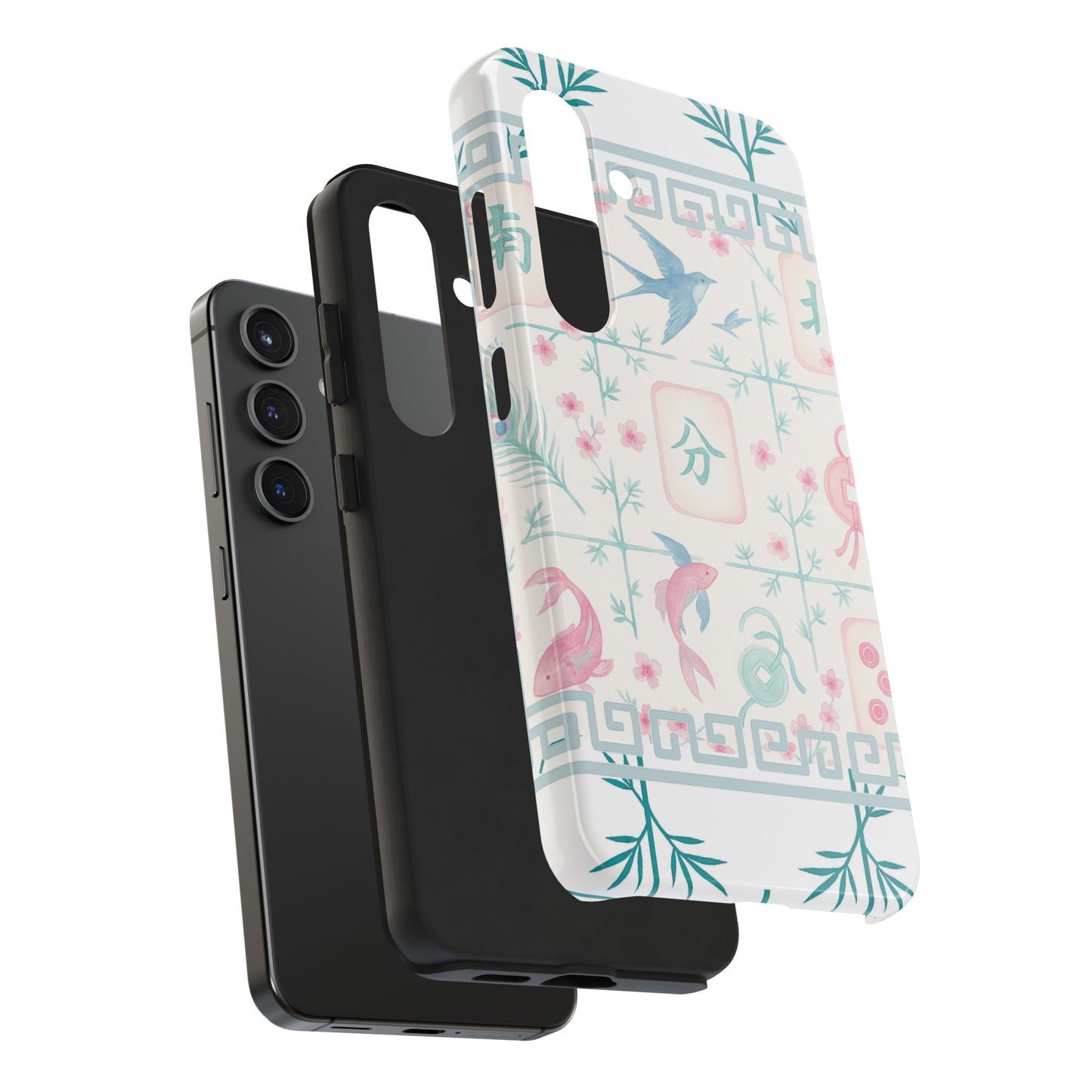 Whimsical Mahjong Tile Pastel Preppy Tough Phone Cases with Vibrant Oriental Designs Mahj Lover Gift