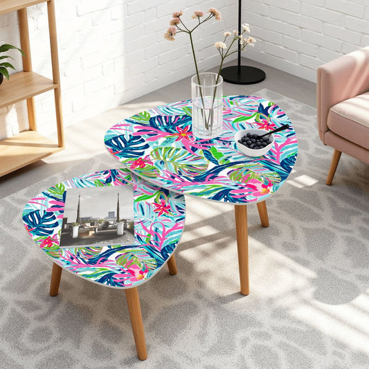 Palm Beach Florida Worth Ave. Tropical Watercolor Modern Nesting Tables - Splash of Color Co.