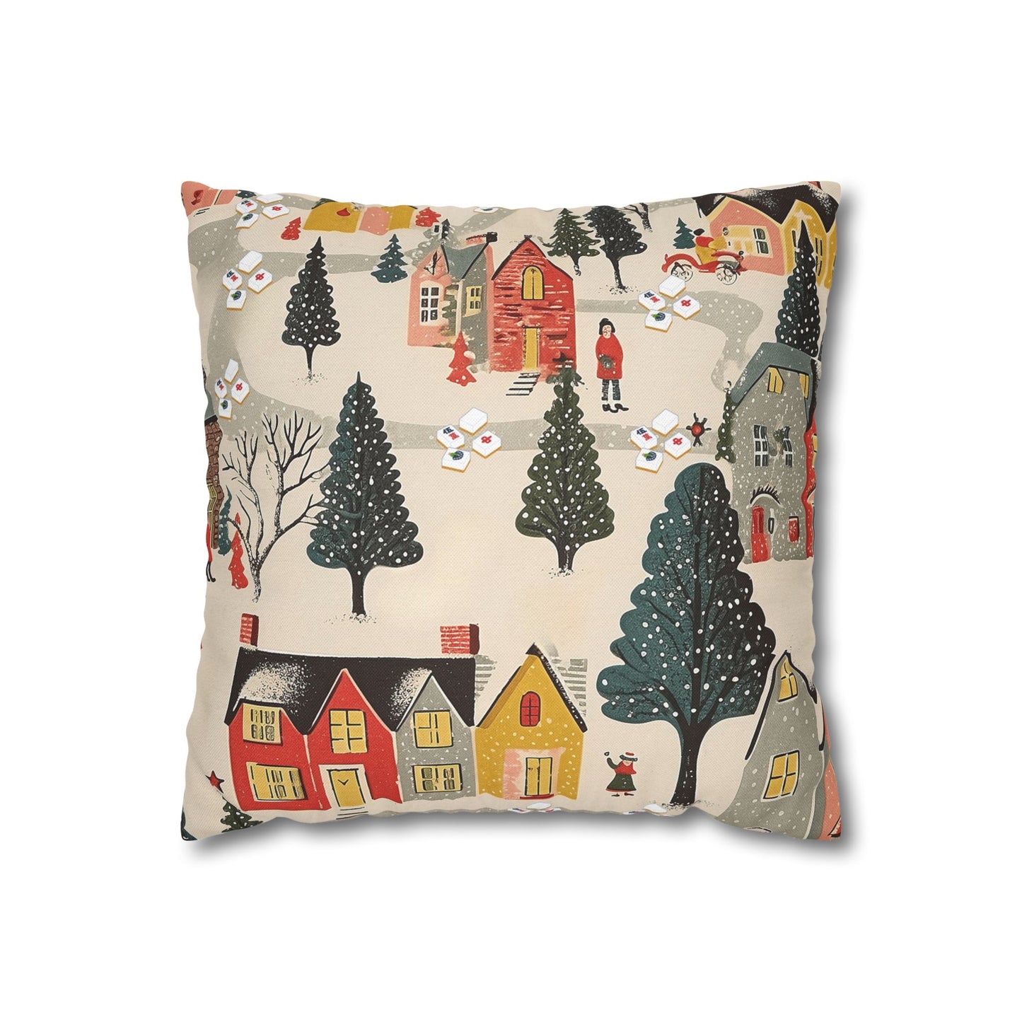 Whimsical Mahjong Christmas Cozy Holiday Accent Pillow Cover
