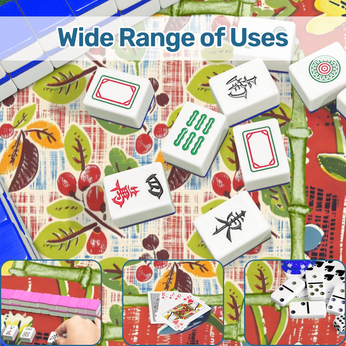 Mahjong Mat Floral Heritage Rust, Yellow Blue, Preppy Mahj Mat Coordinates Well With Heritage Tiles