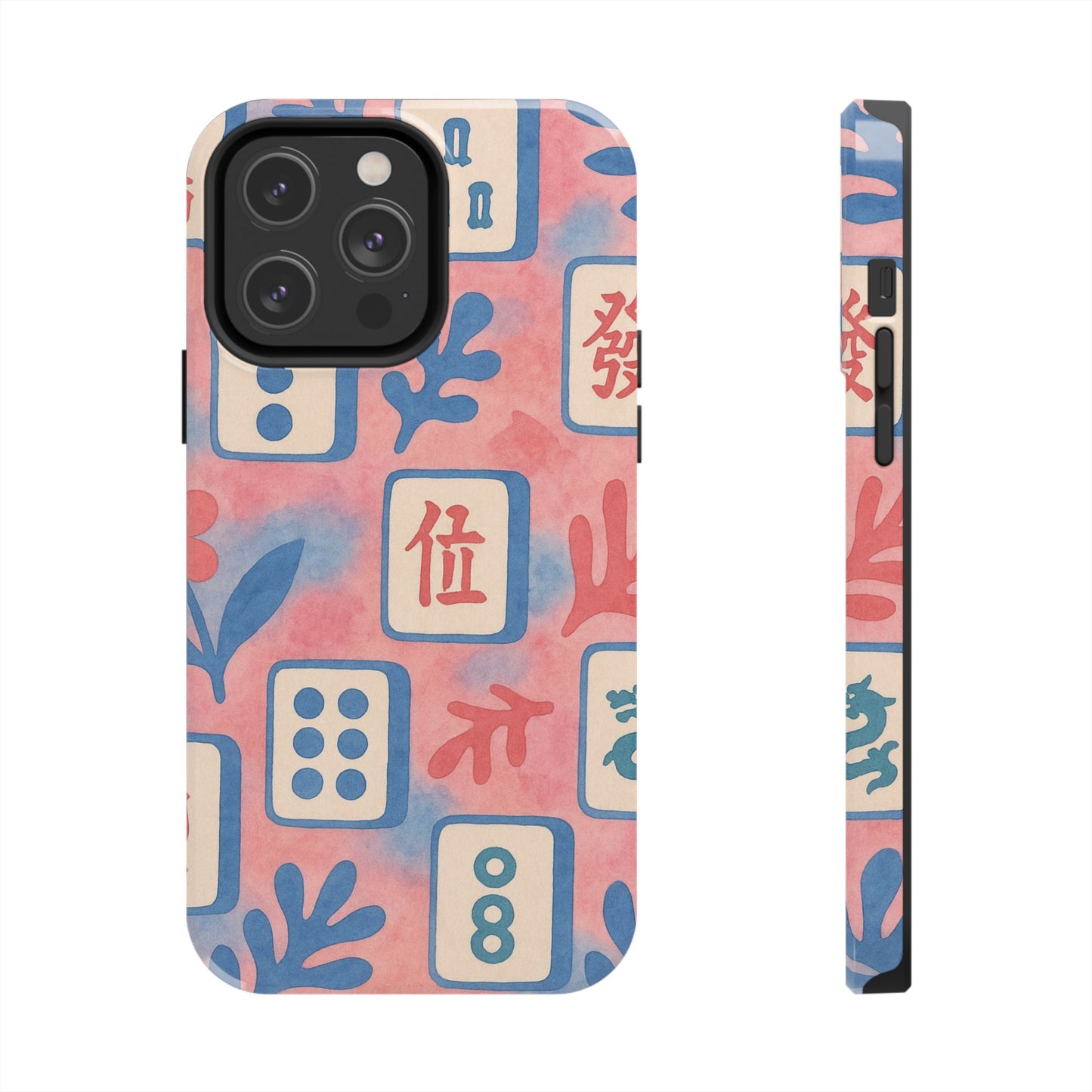 Mahjong Phone Case, Pink Pastel Blue Mahj Lover Mahjong Tile Phone Case