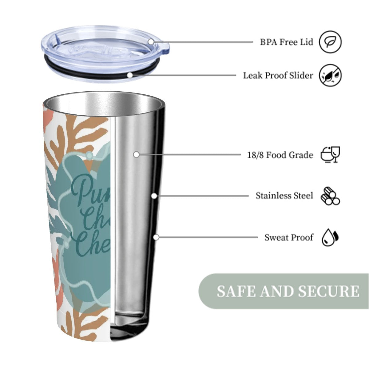 Pung Chow Cheers Mahjong Gift Coral Reef Background Stainless Steel Insulated Tumblers with Lid & Straw