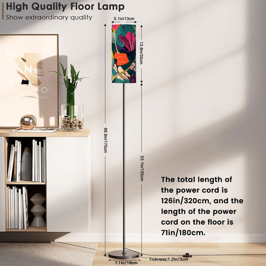 Grand Bohemian Orange, Teal, Yellow, Fuchsia Modern Floor Lamp - Splash of Color Co.