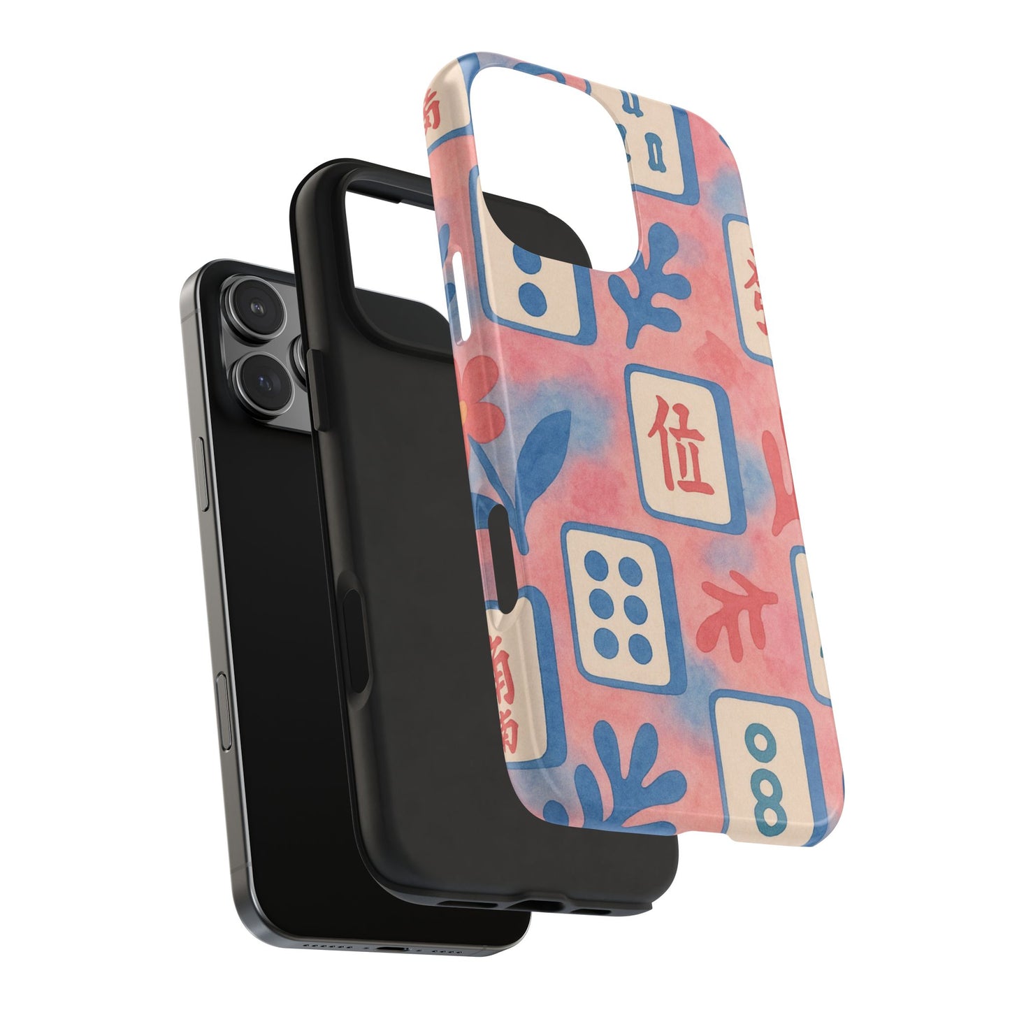 Mahjong Phone Case, Pink Pastel Blue Mahj Lover Mahjong Tile Phone Case