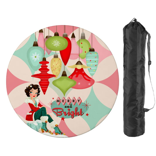 Very Merry Nostalgic Christmas Round Mahjong Mat - Splash Of Mahj And Color Co.