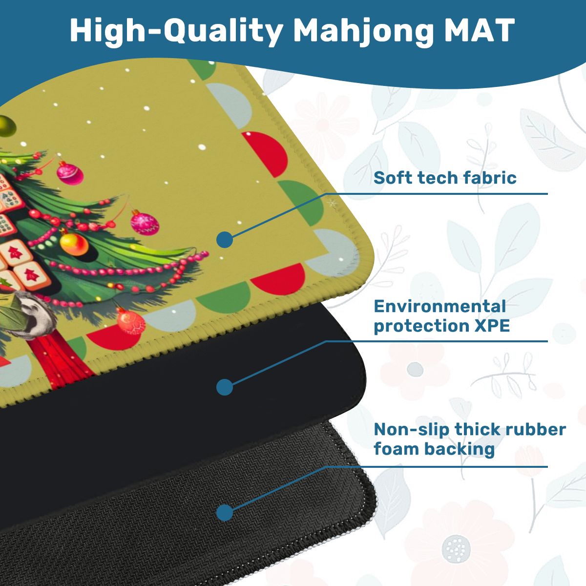 Merry Mahj Christmas Mahjong Mat Whimsical Tile Tree Nostalgic Santa Game Mat