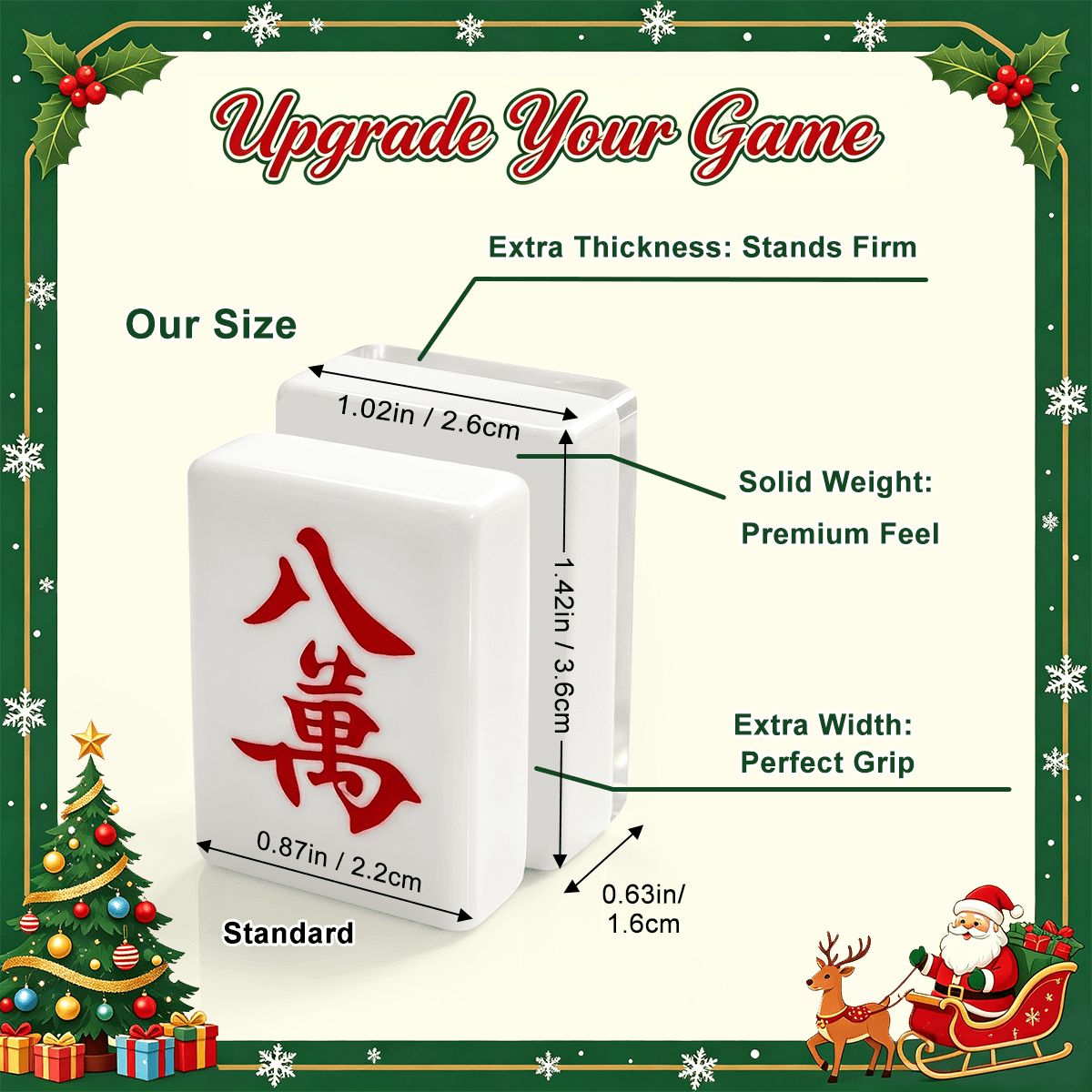 Mother Of Pearl Traditional Playful Workshop Christmas Mahjong Tiles And Carry Case - Splash Of Mahj And Color Co.