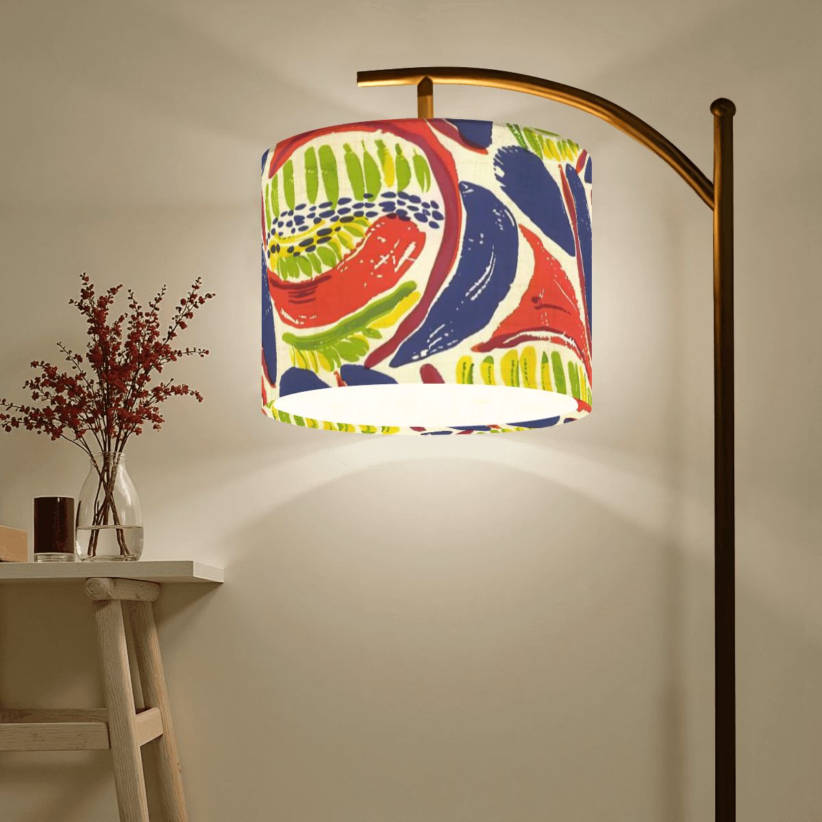 Modern Floral Heritage Abtract Boho Modern Arc Floor Lamp