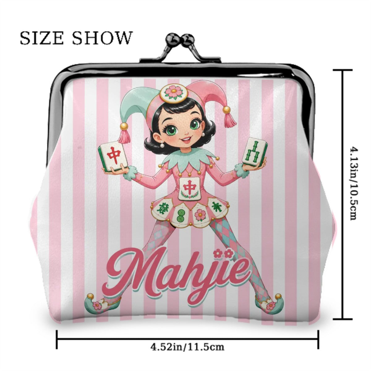 Mahjie The Lucky Mahjong Mascot Women's Leather Kiss Lock Coin Purse