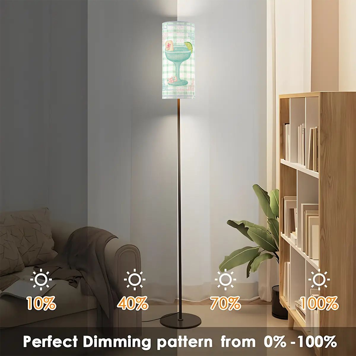 Whimsical Watercolor Mahjong Lover Reading Nook Modern Floor Lamp