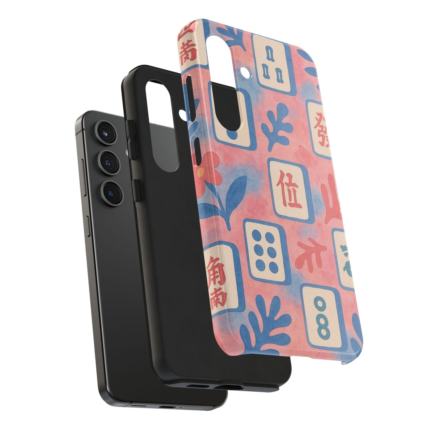 Mahjong Phone Case, Pink Pastel Blue Mahj Lover Mahjong Tile Phone Case