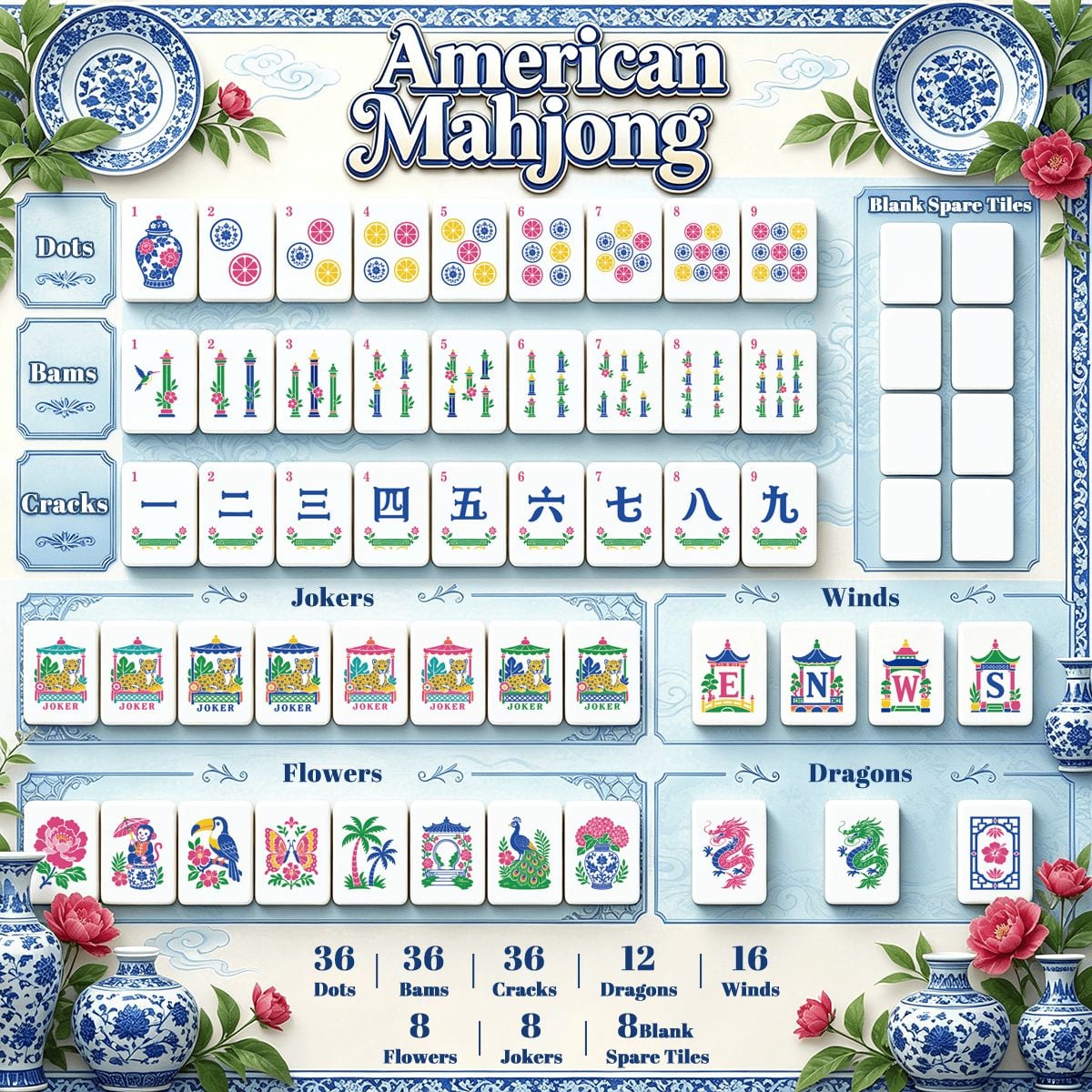 Cheetah Limongreen Chinoiserie Chic American Mahjong Tiles And Carry Case