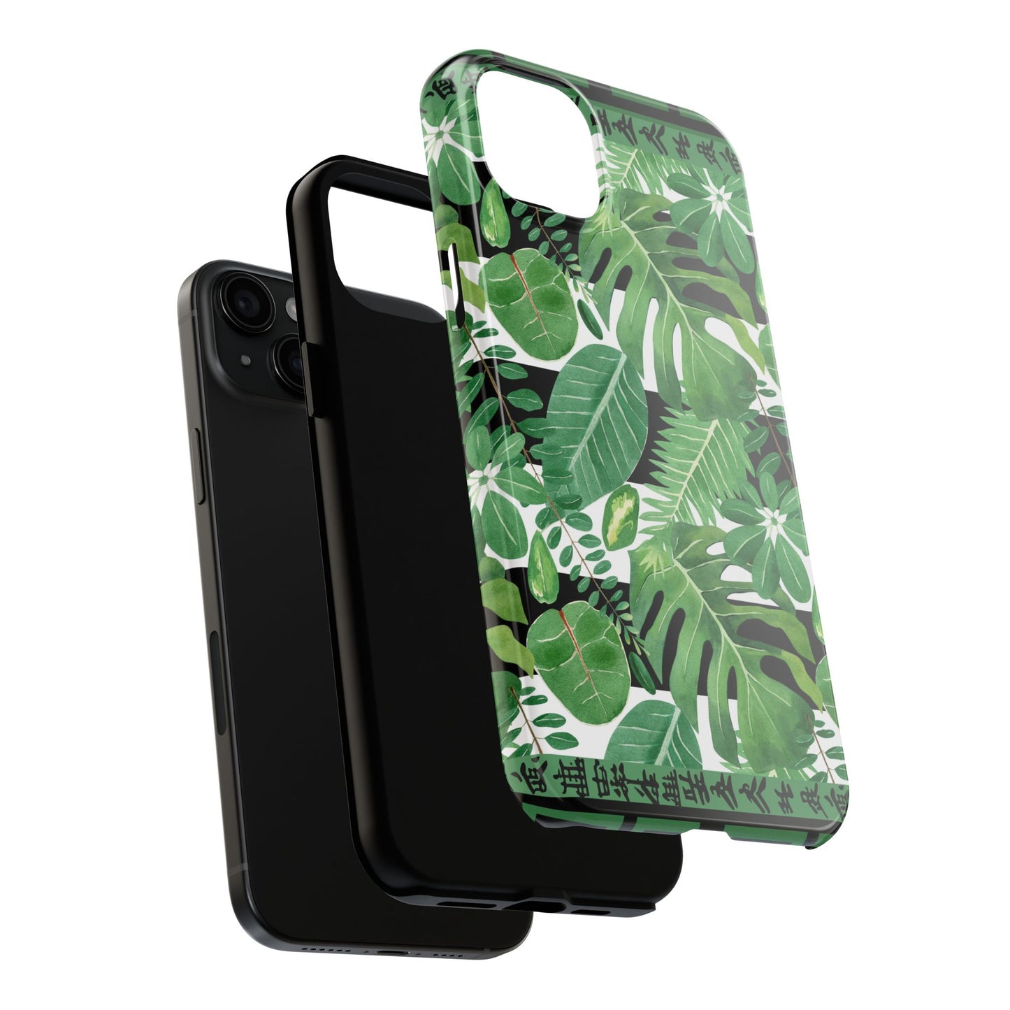 Tropical Mahjong Phone Case Tough Phone Case, Monstera Boho Style