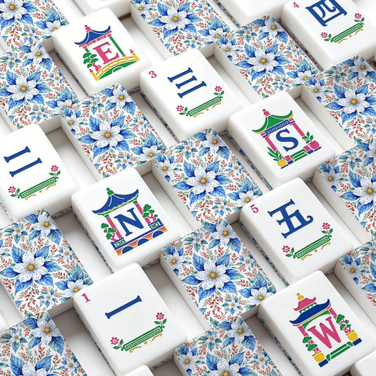 Tobacco Leaf Winterberry Floral Chinoiserie American Mahjong Tiles And Carry Case - Splash Of Mahj And Color Co.