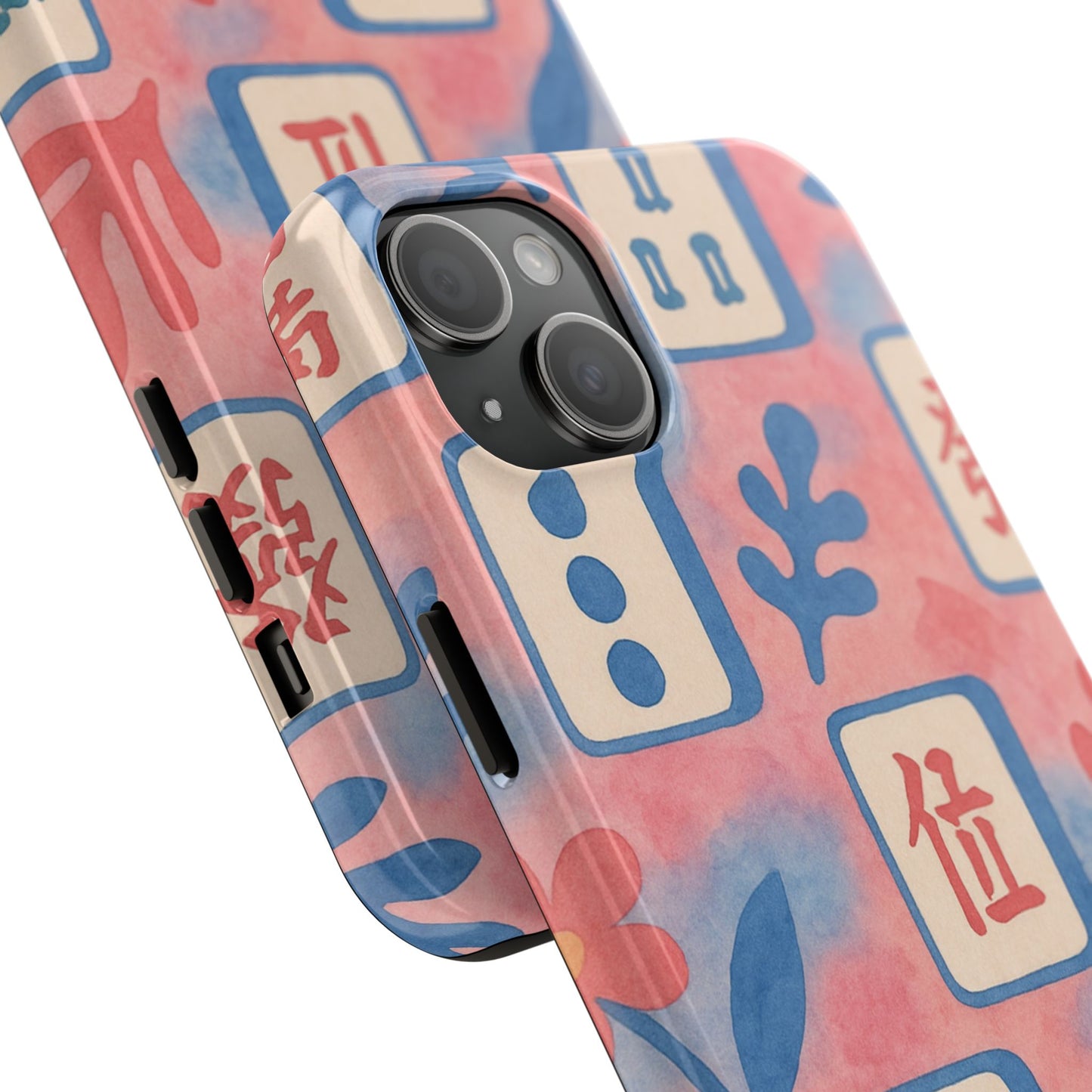 Mahjong Phone Case, Pink Pastel Blue Mahj Lover Mahjong Tile Phone Case