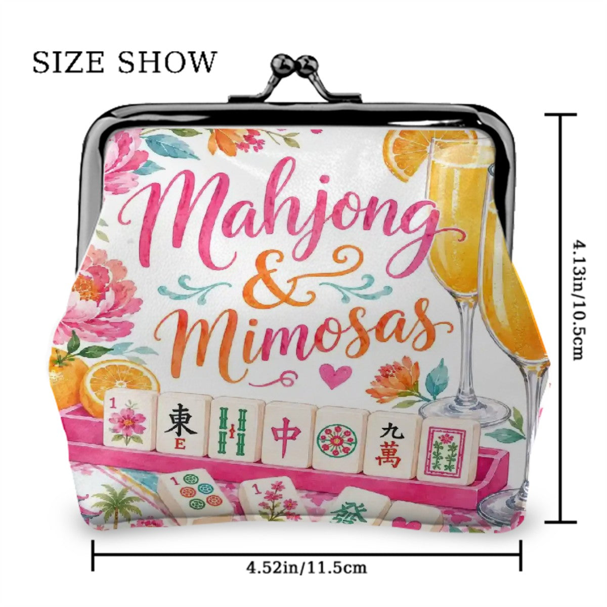 Mahjong And Mimosas Women's Leather Kiss Lock Coin Purse