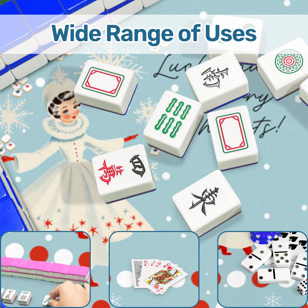 Mahjong Christmas Winter Game Mat Lucky Hands Merry Hearts Nostalgic Christmas Mahjong Mat
