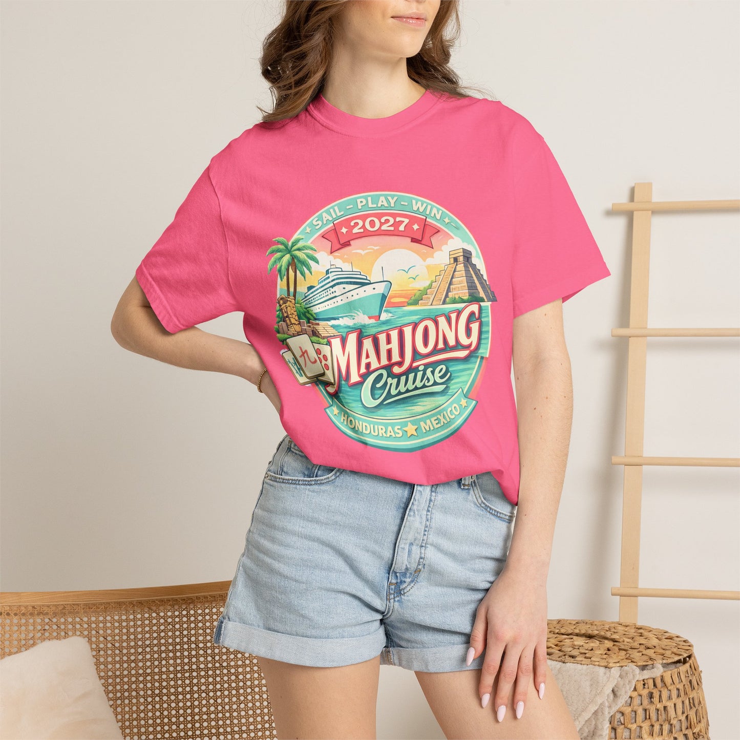 Mahjong Cruise 2027 T-Shirt — 2027 Mexico & Honduras Vintage Cruise Tee - Splash of Color Co.