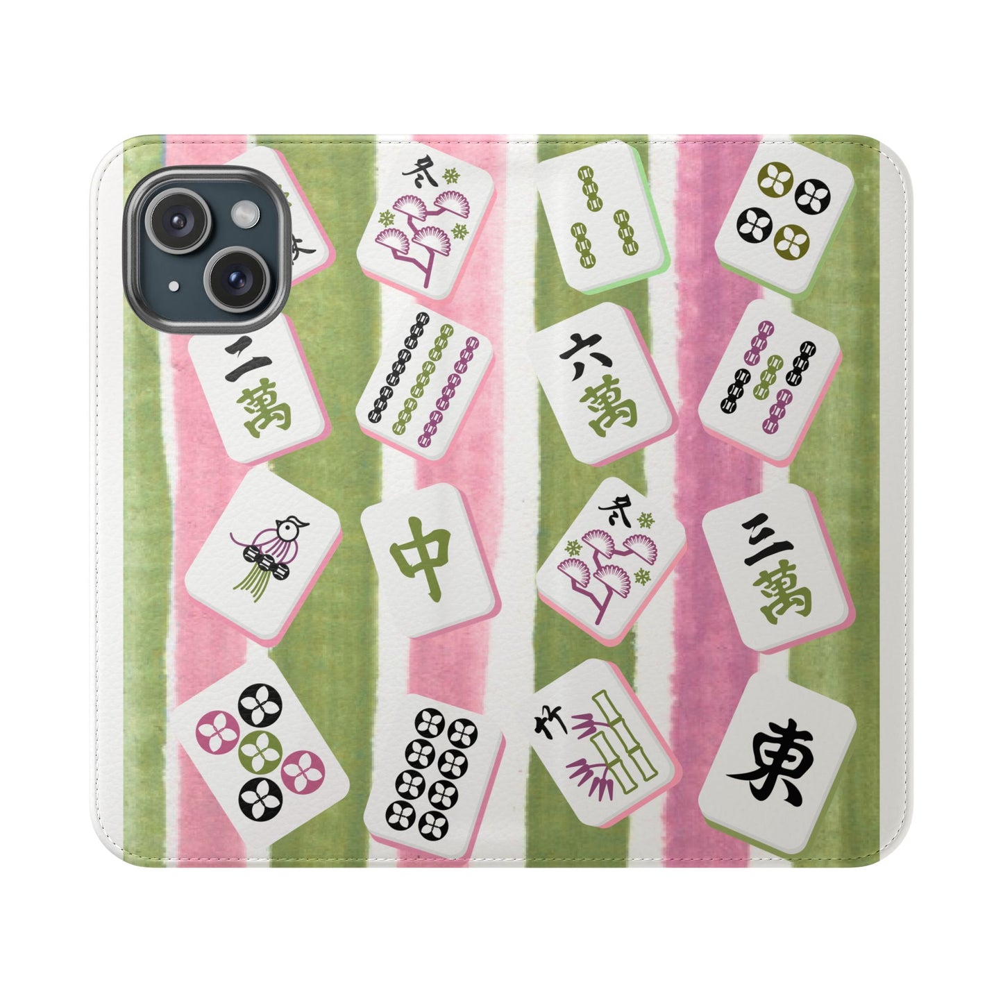 Colorful Mahjong Flip Cases for Phones, Unique Phone Cover, Gift for Gamers, Handheld Device Protection, Stylish Phone Accessory