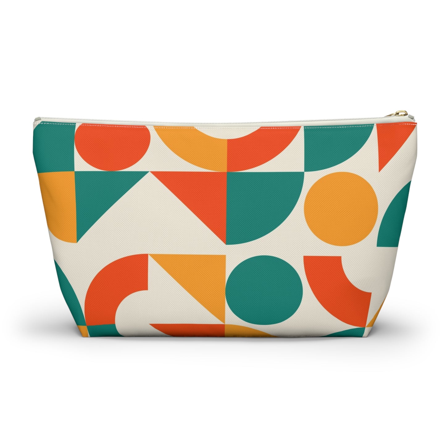 Mahjong Tile Tote Pouch, Colorful Geometric Orange, Yellow, Teal Mahj On Accessory Pouch