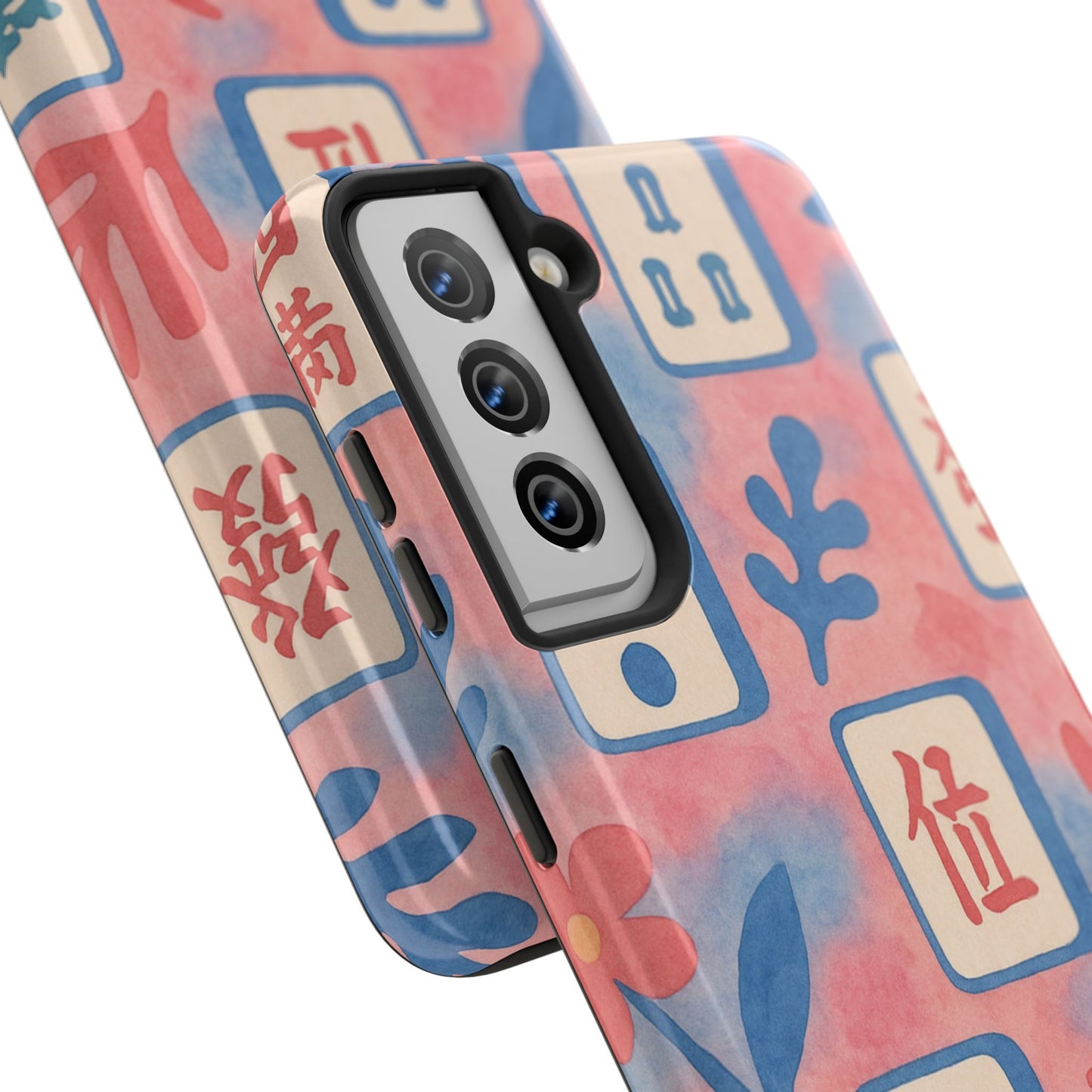 Mahjong Phone Case, Pink Pastel Blue Mahj Lover Mahjong Tile Phone Case