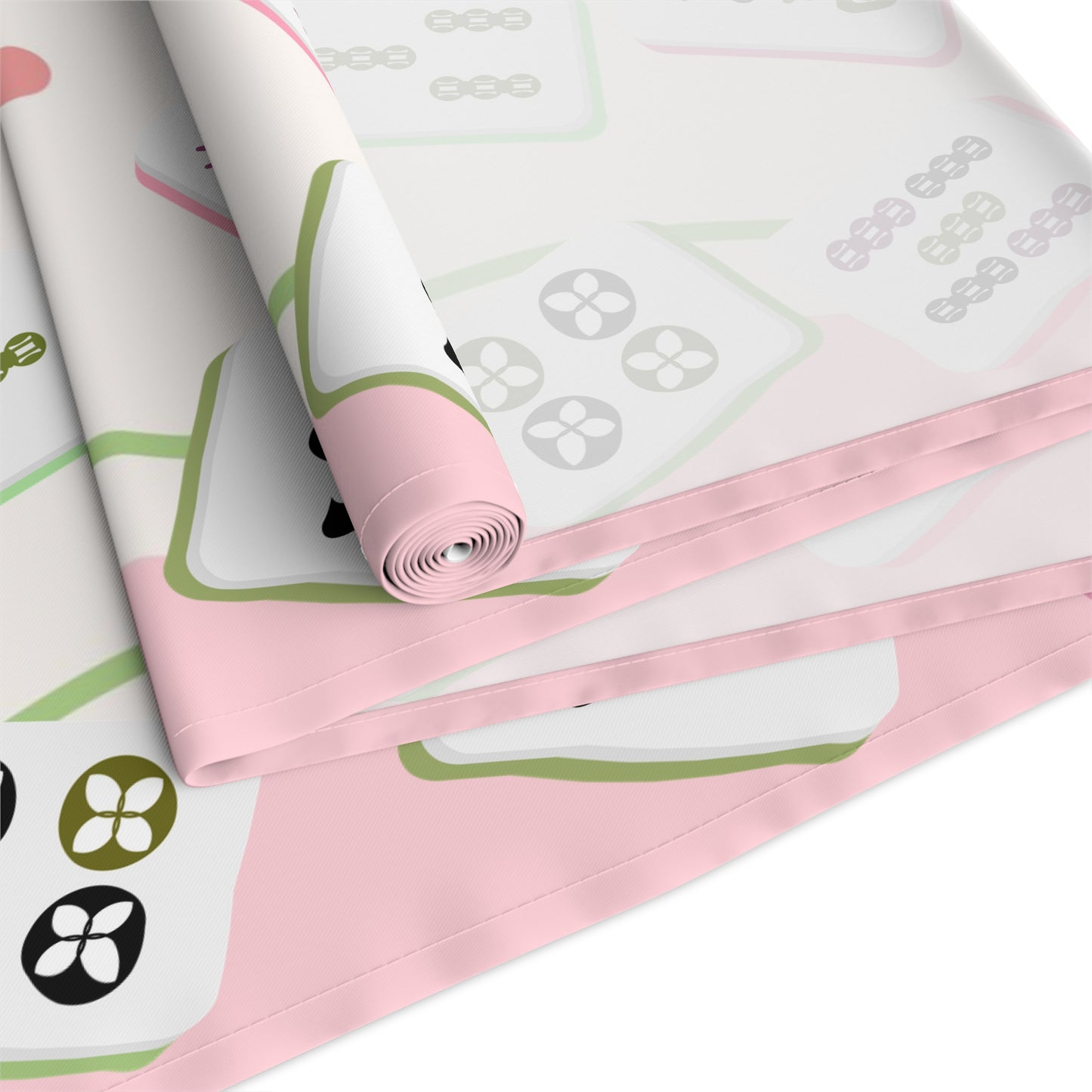 Mahjong Tiles Pattern Table Runner | Pink Green Mahjong Table Runner - Splash of Color Co.