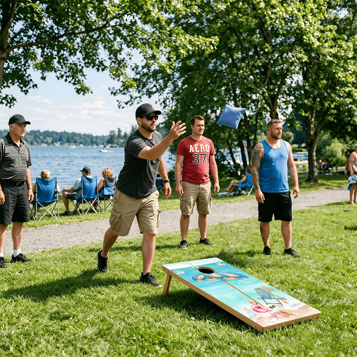 Nostalgic Beach Vibes Coastal Cornhole Set - Splash Of Mahj And Color Co.