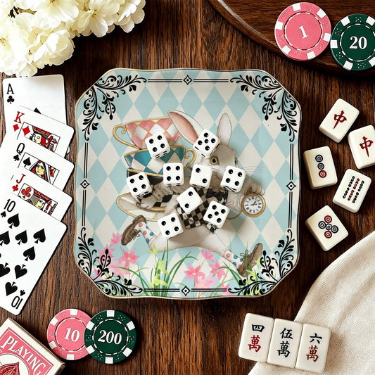 Go Ask Alice Scalloped Ceramic Mahjong Dice Tray - Splash Of Mahj And Color Co.
