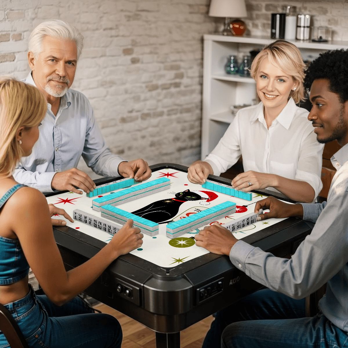 Tis The Season Grumpy Cat Christmas Mahjong Mat - Splash Of Mahj And Color Co.
