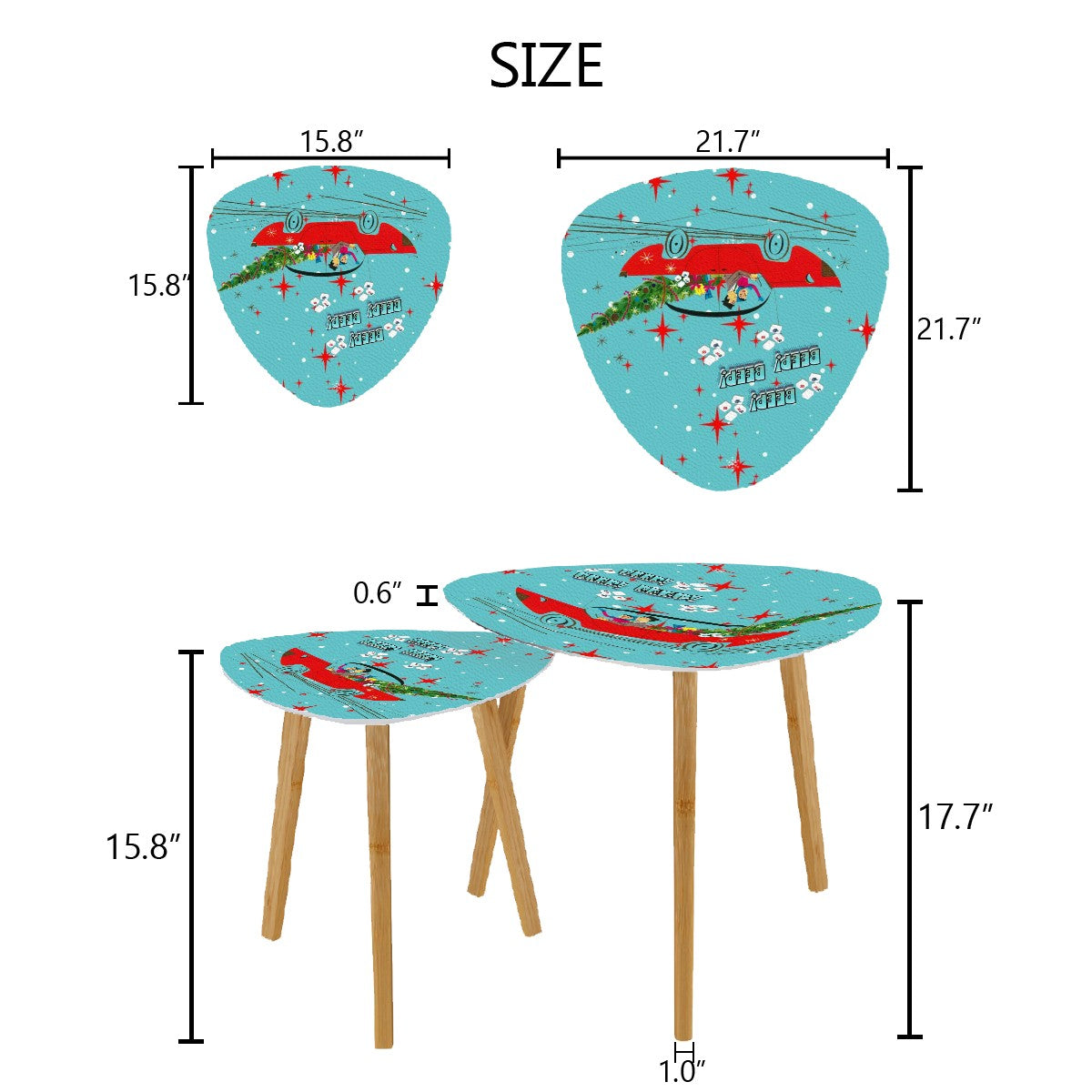 Funny Mahjong Christmas Holiday Whimsical Nostalgic Nesting Tables Set of 2