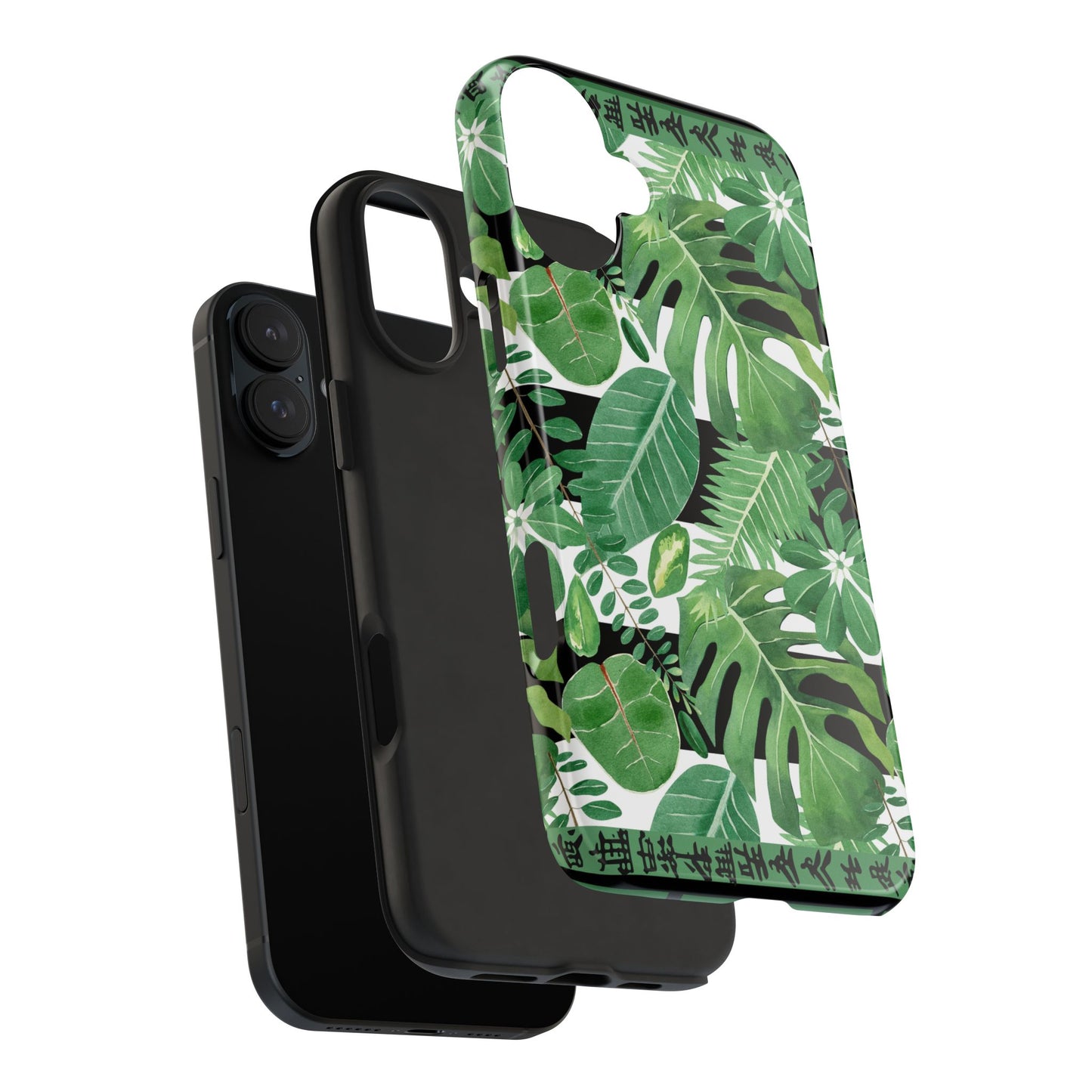 Tropical Mahjong Phone Case Tough Phone Case, Monstera Boho Style