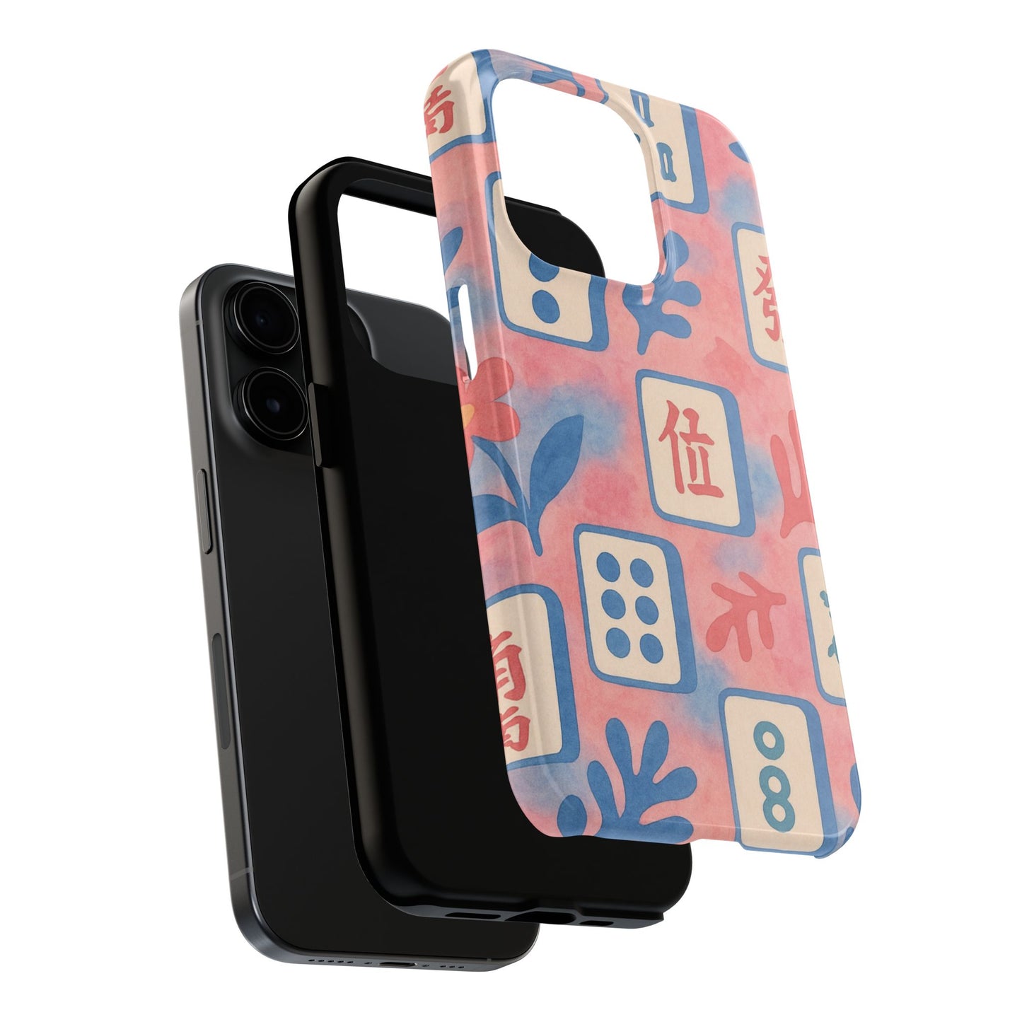 Mahjong Phone Case, Pink Pastel Blue Mahj Lover Mahjong Tile Phone Case