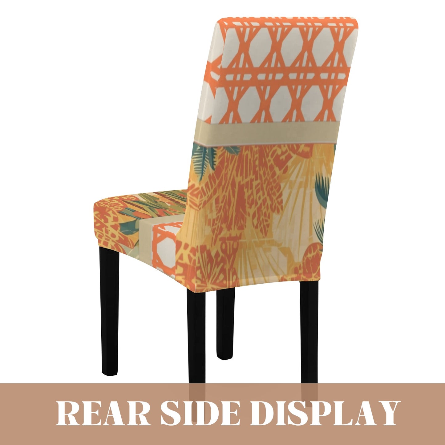 Tropical Palm Orange Cane Custom Chair Covers - Splash of Color Co.