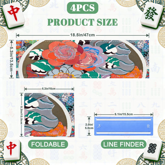 Art Deco Floral Bouquet 4 Mahjong Card Holder with Line Finder - Splash of Color Co.