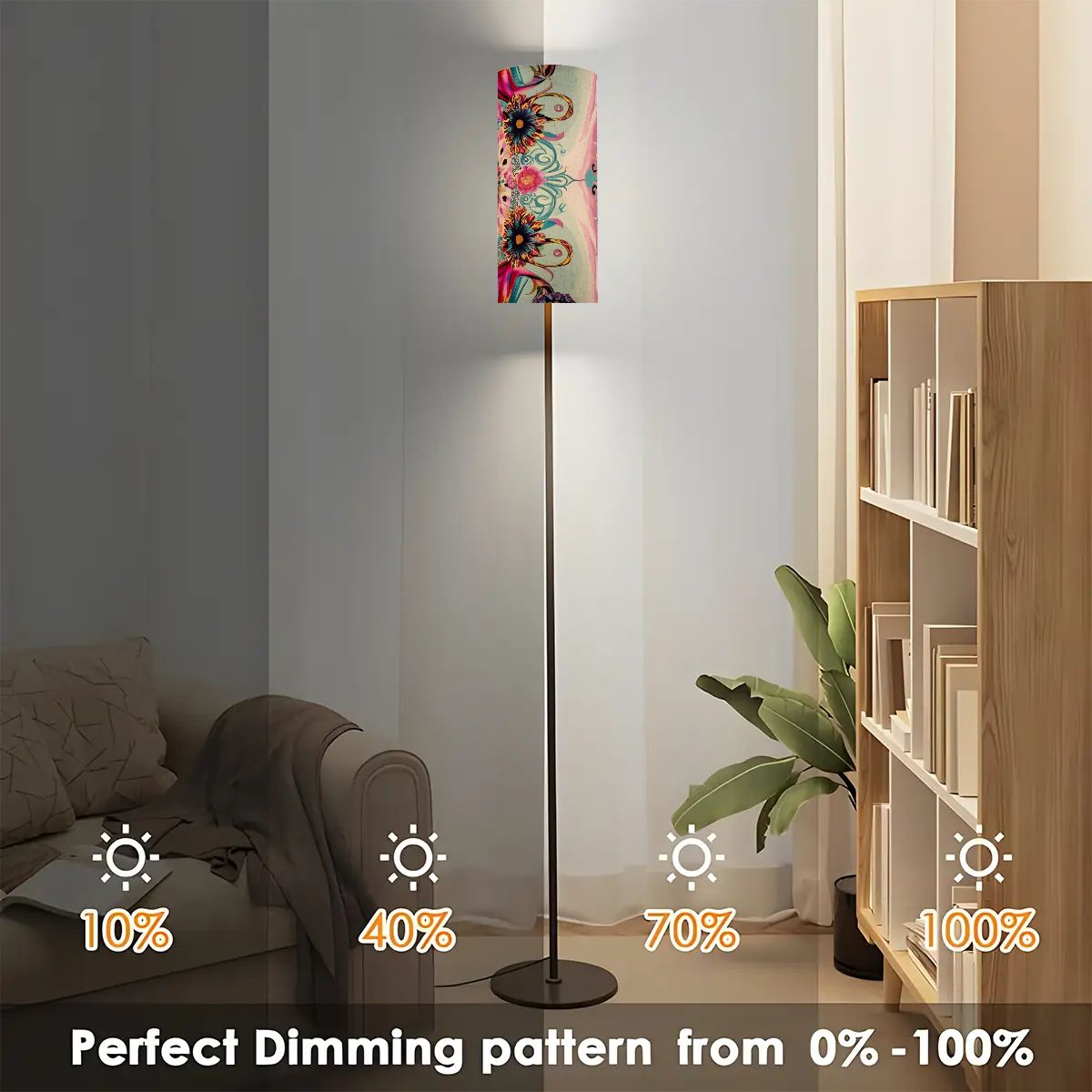 Bohemian Floor Lamp Jeweled Tone Pink, Purple, Teal Modern Book Nook Lamp