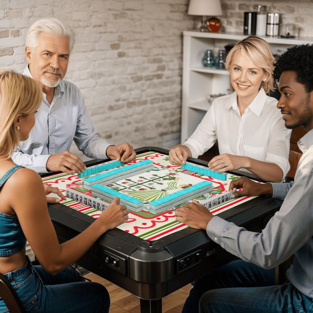 Mahjong Christmas Mat, Books Nooks Nostalgic Vintage Christmas - Splash of Color Co.