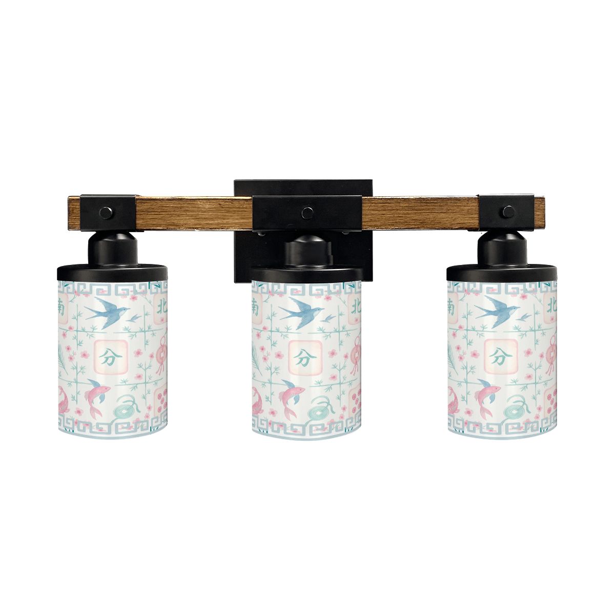 Asian Zen Mahjong Tiles Pretty Preppy Pastels Floral Vanity Light Fixture