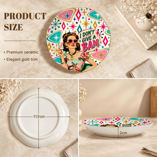 Funny Mahjong, I Don't Give A Bam Round Scalloped Ceramic Mahjong Dice Tray - Splash Of Mahj And Color Co.