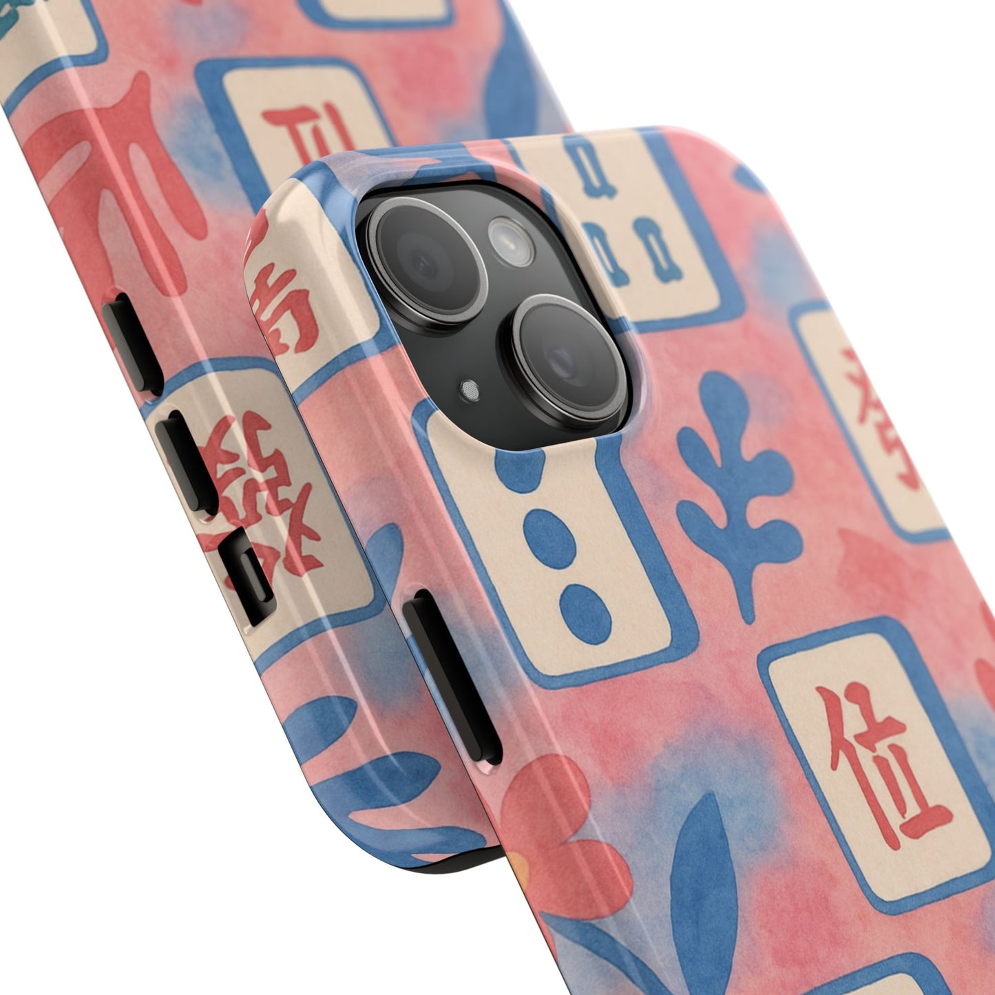Mahjong Phone Case, Pink Pastel Blue Mahj Lover Mahjong Tile Phone Case