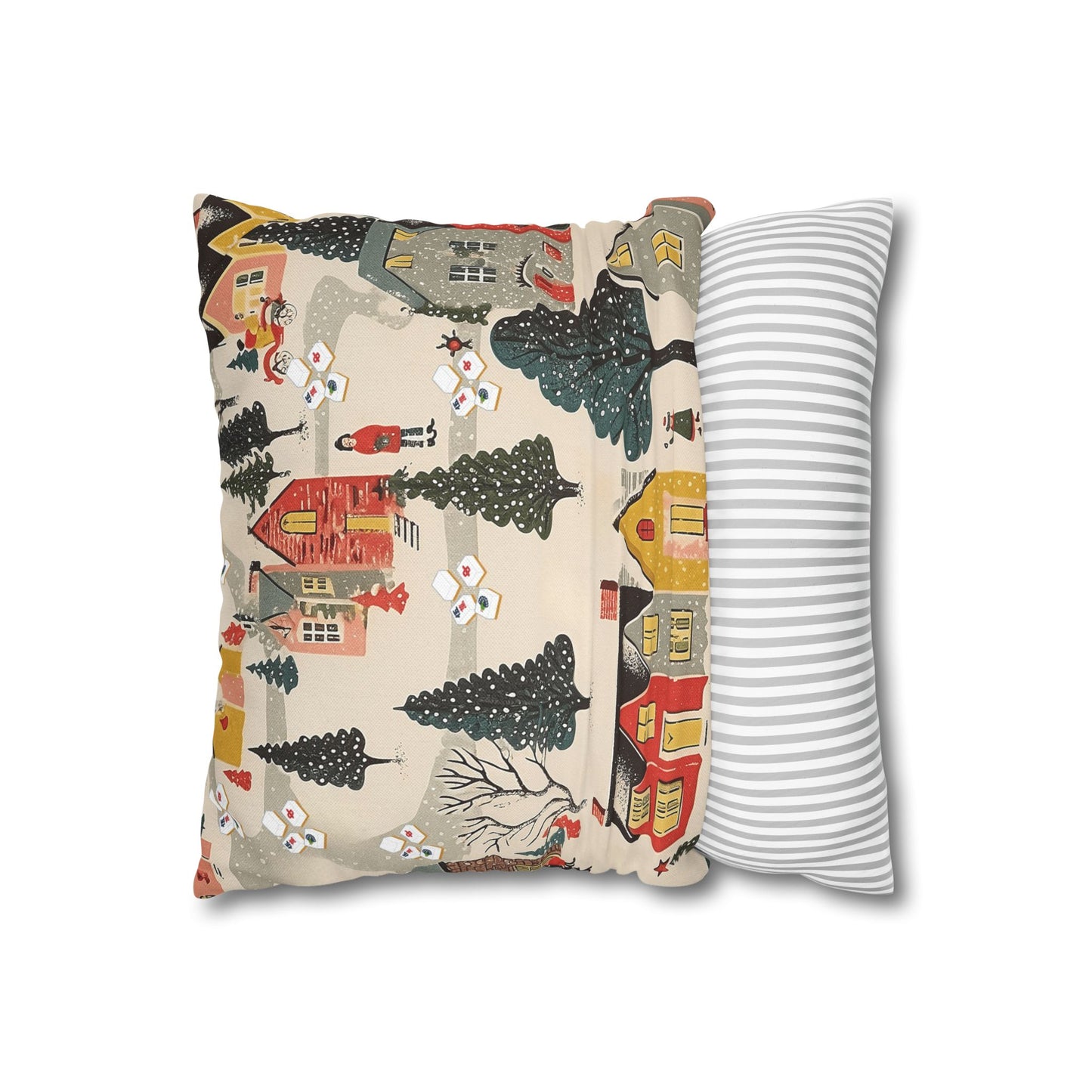 Whimsical Mahjong Christmas Cozy Holiday Accent Pillow Cover