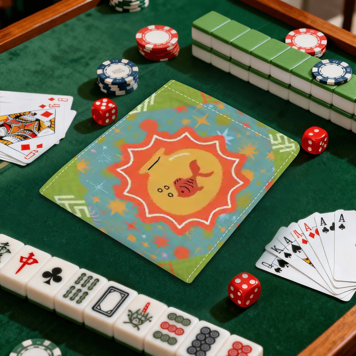 Modern Cosmic Fish 4 Mahjong Card Holder with Line Finder - Splash of Color Co.