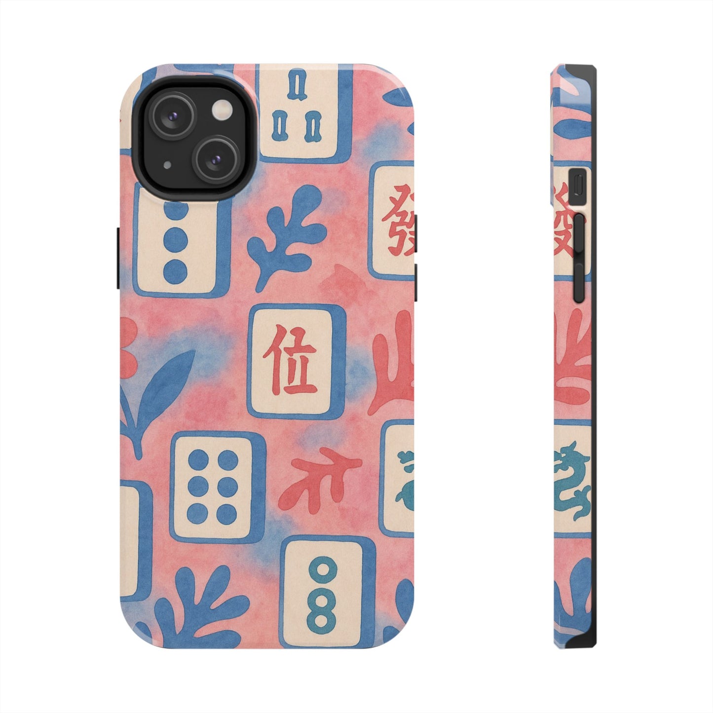 Mahjong Phone Case, Pink Pastel Blue Mahj Lover Mahjong Tile Phone Case