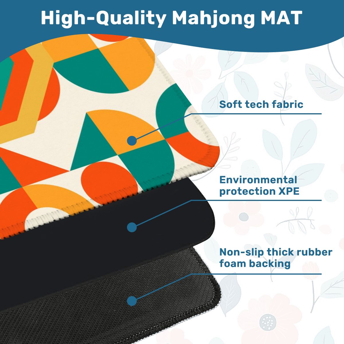 Mahjong Mat Geometric Color Splash Mahjong Mat – Teal, Yellow & Orange