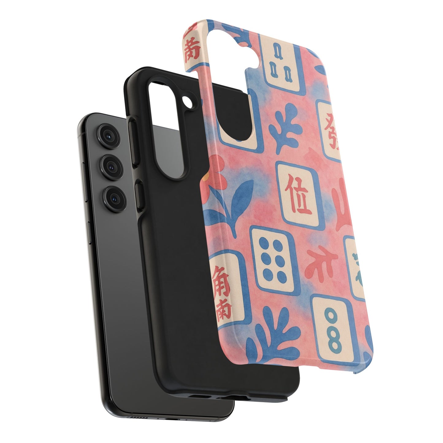 Mahjong Phone Case, Pink Pastel Blue Mahj Lover Mahjong Tile Phone Case