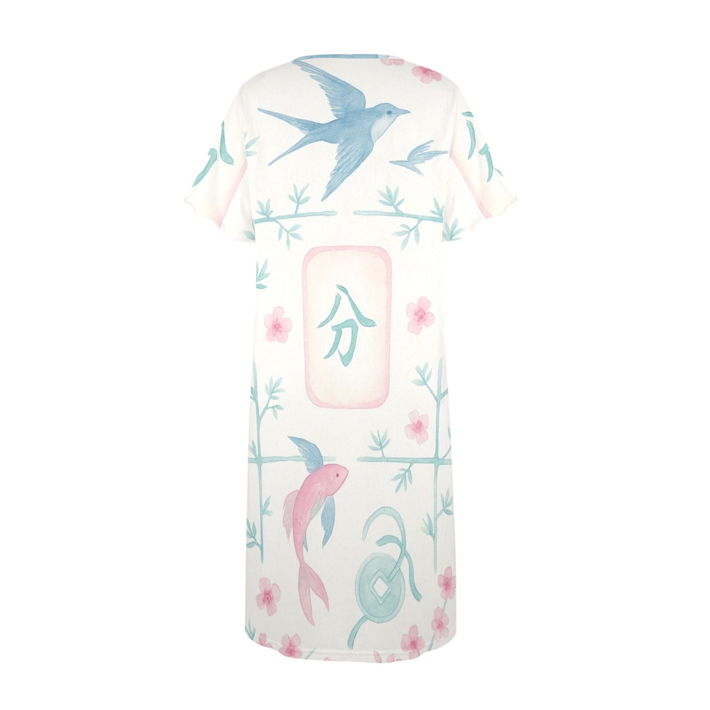 Mahjong Muumuu Dress, Pastel Pink Blue Fun Wear Mahj Lover Gift
