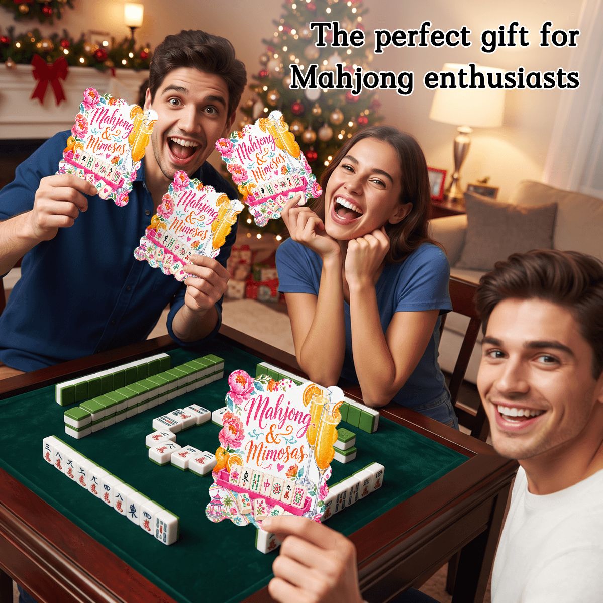 Mahjong And Mimosas Scalloped Mahjong Shuffler Cards Set of 4