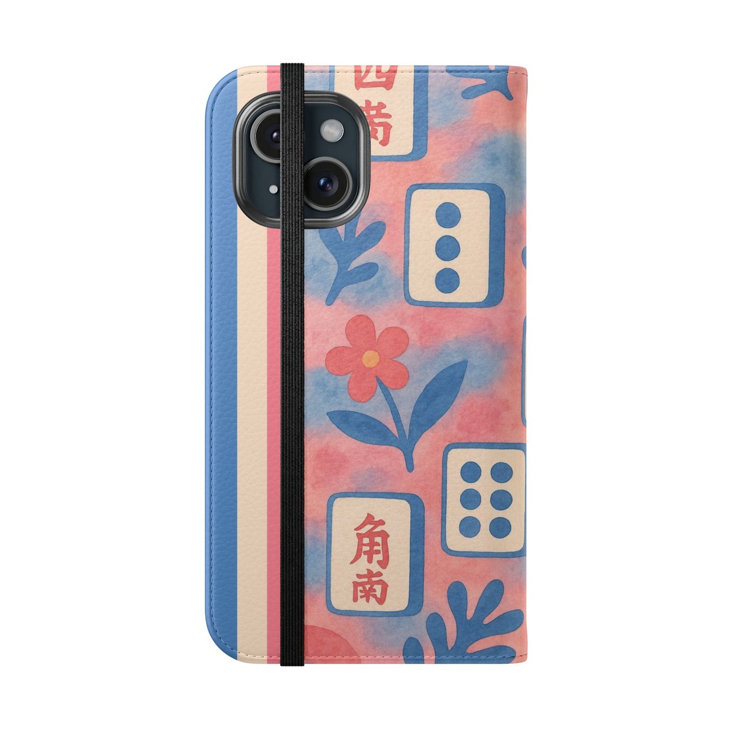 Mahjong Watercolor Artistic Flip Case for Phones, Stylish Wallet Cover, Trendy Phone Accessory, Ideal Gift for Friends, Protective Phone Sleeve